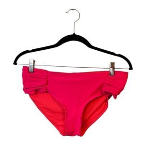 Aerie Women's Neon Pink Ruched Side Bikini Bottom Size L